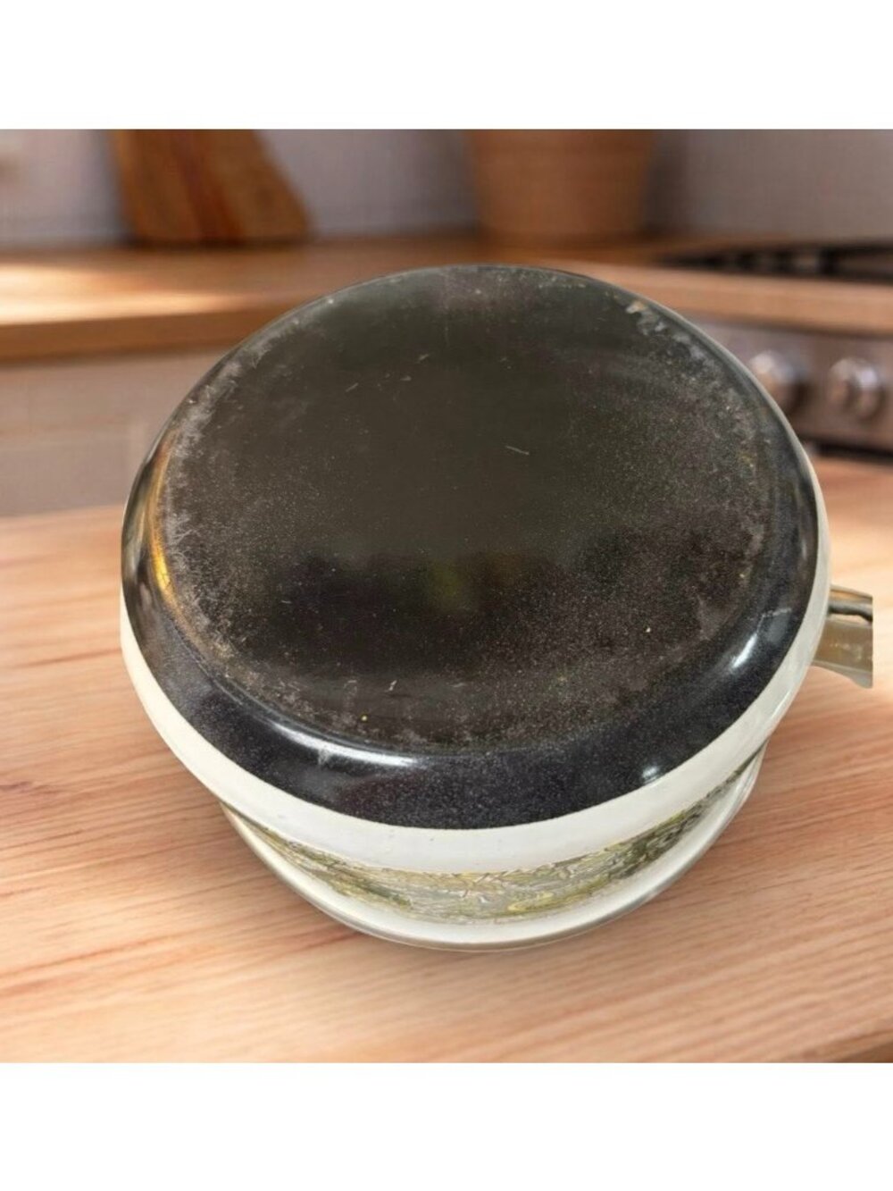 Fancipans Retro 1970s Enamel Saucepan With Green Paisley Pattern 12.5" Length 3. - Picture 4 of 5